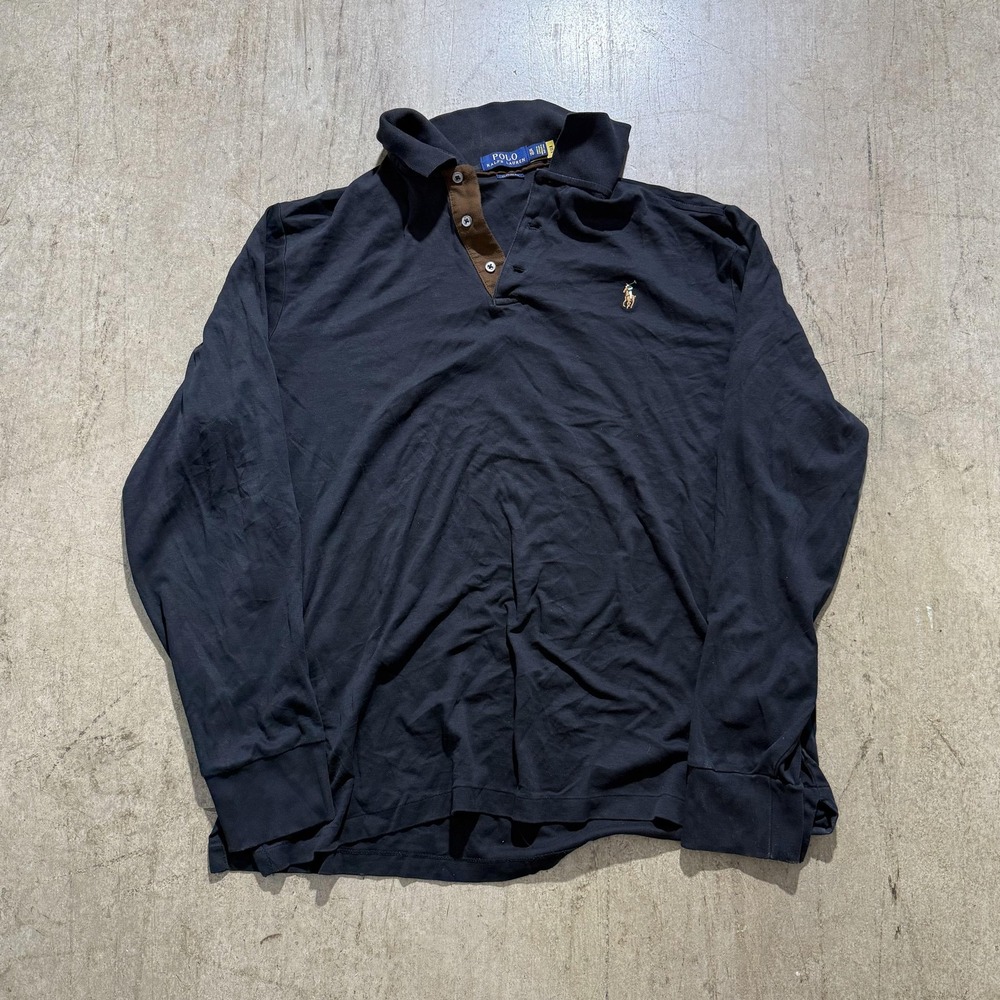 Polo Ralph Lauren Polo Shirt Mens XL Blue Long Sleeve Blaire Embroidered Pony